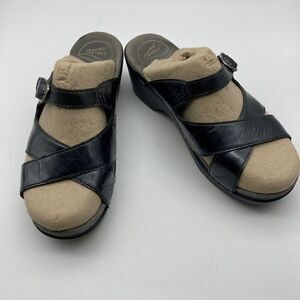 Dansko Sela Black Patent Leather Strappy Sandals Size 38/7,5
